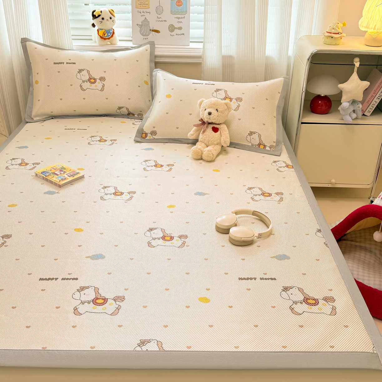 91家纺网 家纺一手货源 找家纺 慕尚家纺 2026新款清新凉感冰藤席平铺款 马踏祥光