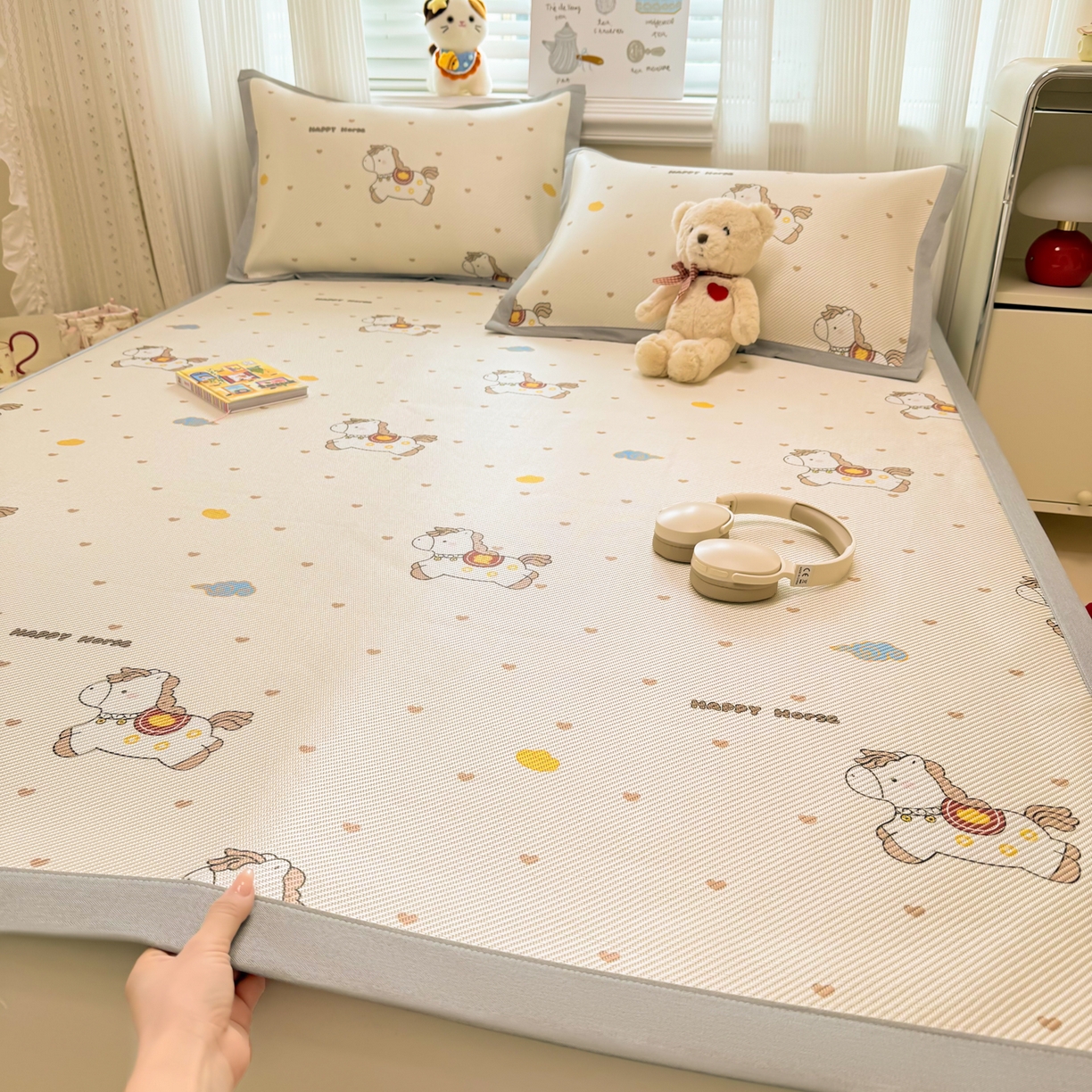 91家纺网 家纺一手货源 找家纺 慕尚家纺 2026新款清新凉感冰藤席平铺款 马踏祥光