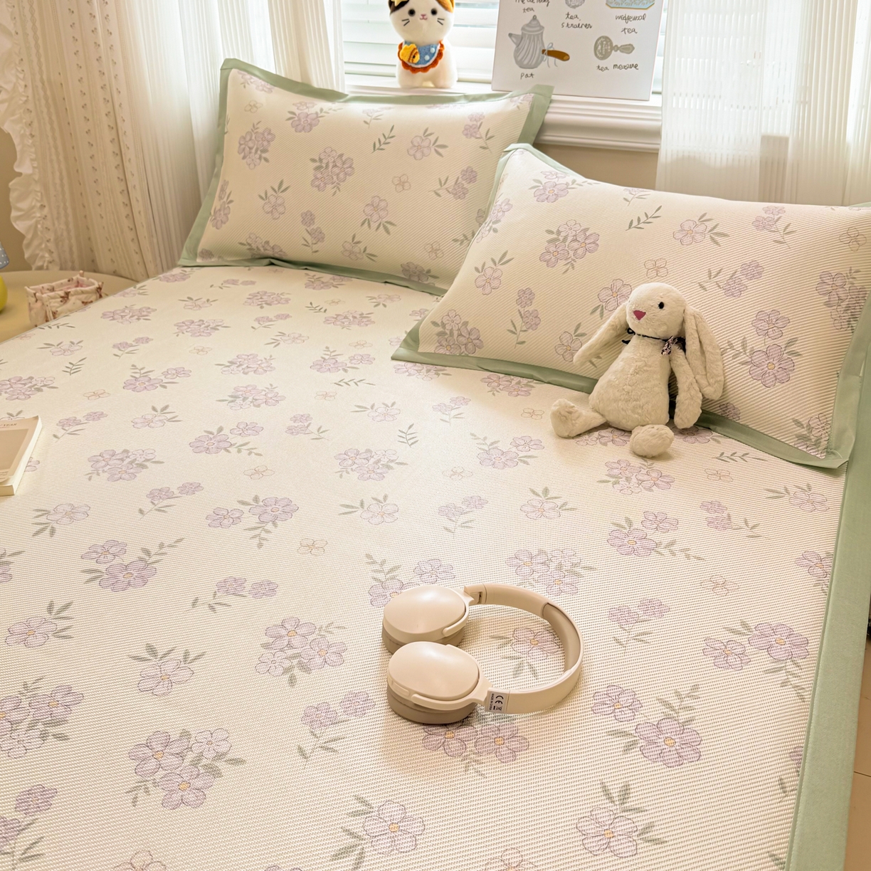 91家纺网 家纺一手货源 找家纺 慕尚家纺 2026新款清新凉感冰藤席平铺款 紫气东来