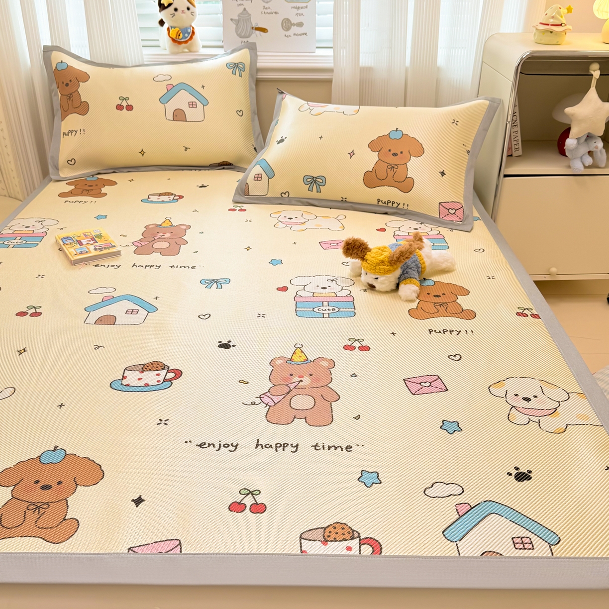 91家纺网 家纺一手货源 找家纺 慕尚家纺 2026新款清新凉感冰藤席平铺款 小福气