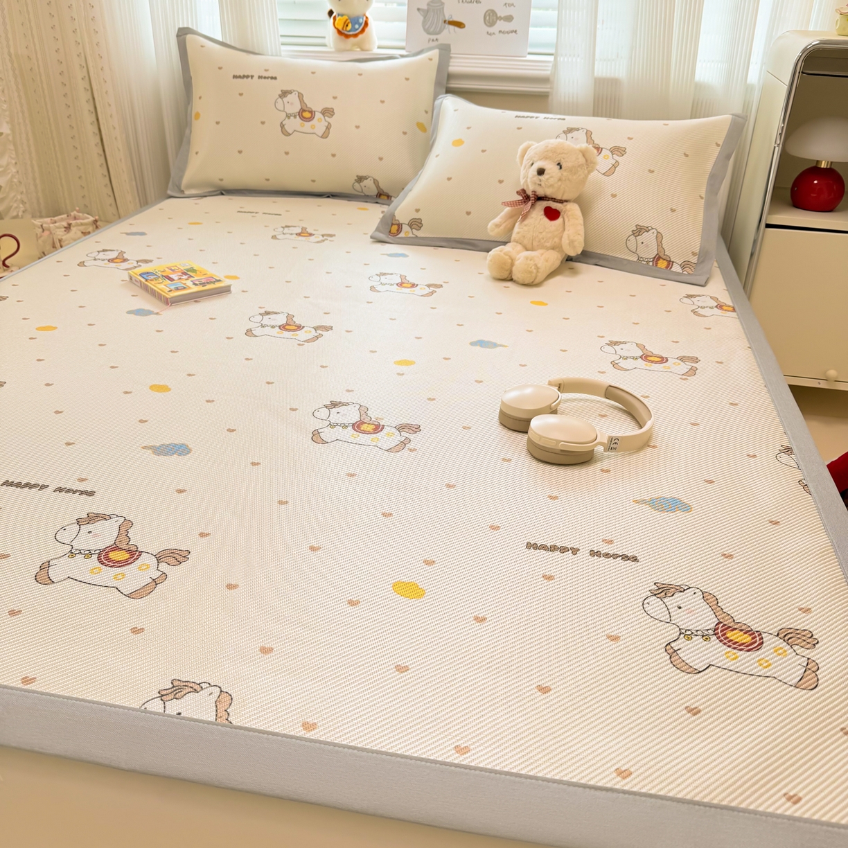 91家纺网 家纺一手货源 找家纺 慕尚家纺 2026新款清新凉感冰藤席平铺款 马踏祥光