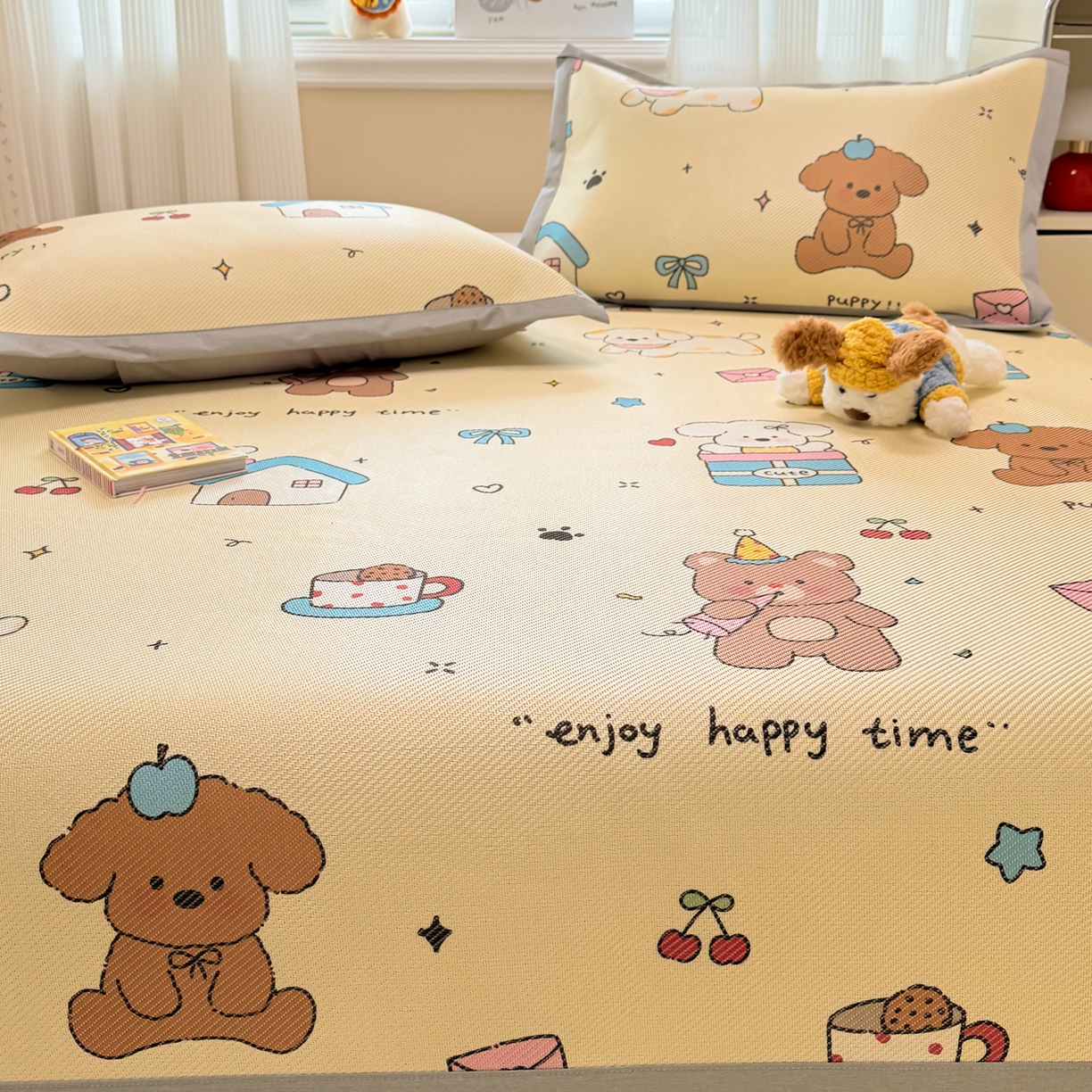 91家纺网 家纺一手货源 找家纺 慕尚家纺 2026新款清新凉感冰藤席平铺款 小福气