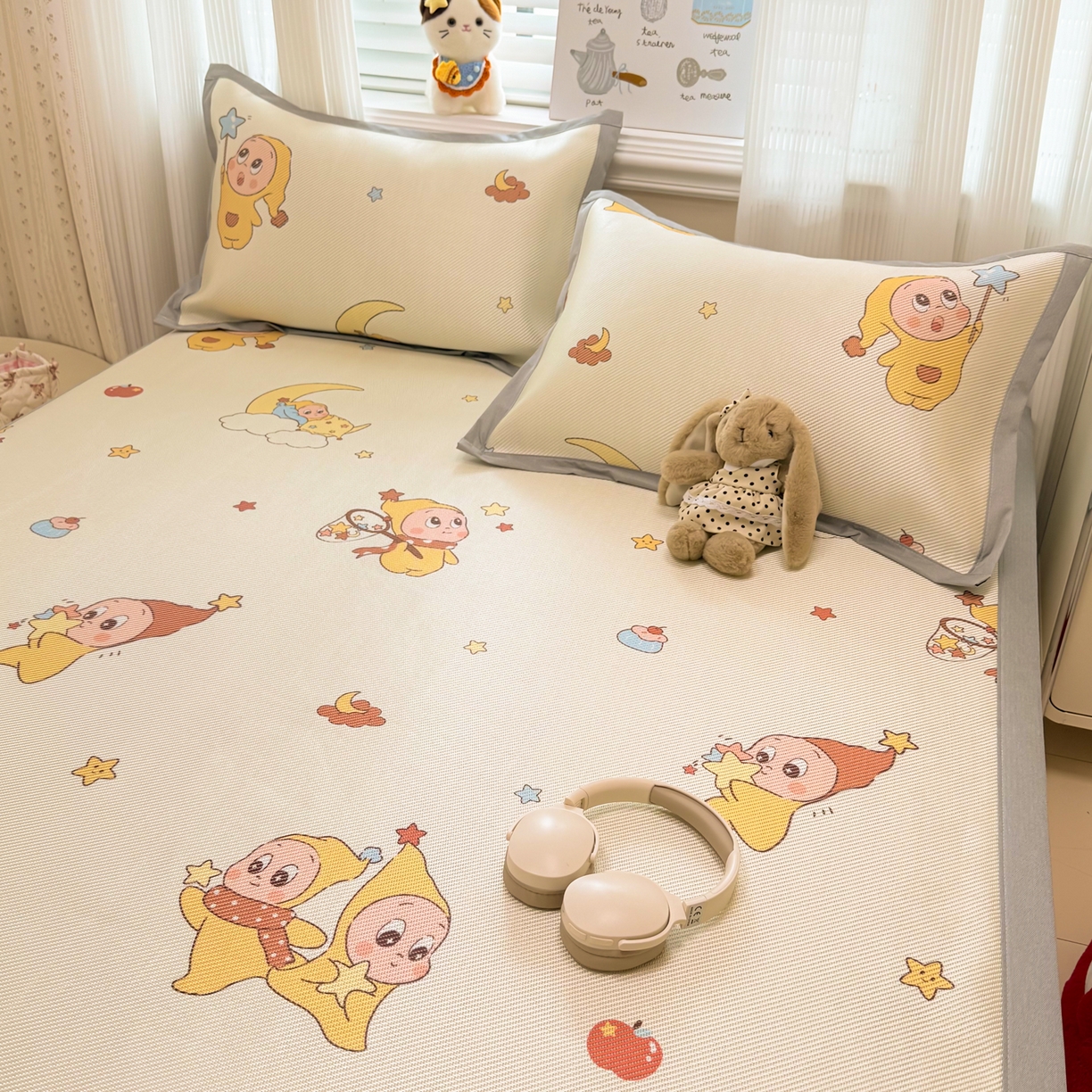 91家纺网 家纺一手货源 找家纺 慕尚家纺 2026新款清新凉感冰藤席平铺款 天使星仔