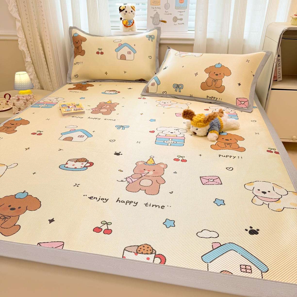 91家纺网 家纺一手货源 找家纺 慕尚家纺 2026新款清新凉感冰藤席平铺款 小福气