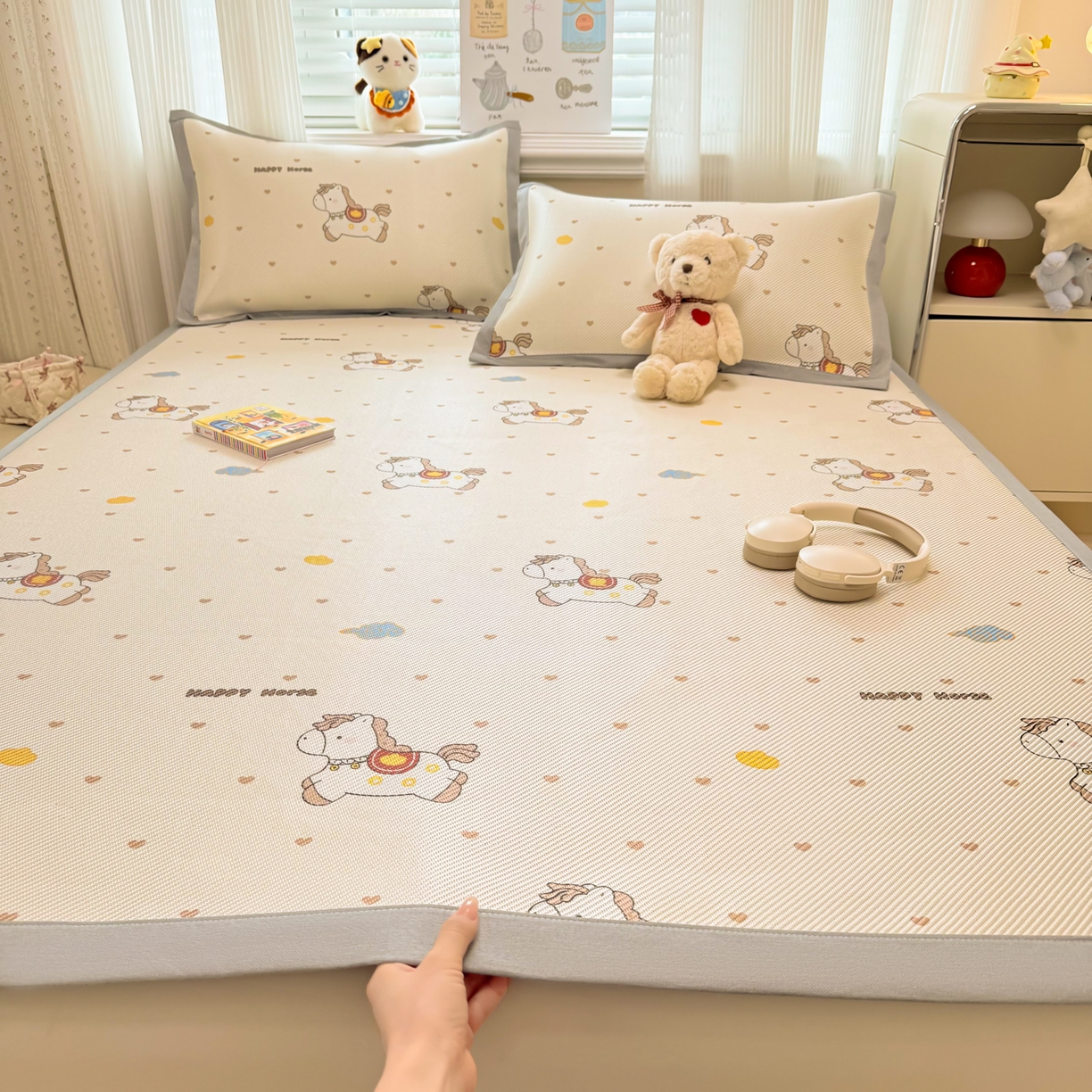 慕尚家纺 2026新款清新凉感冰藤席平铺款 马踏祥光