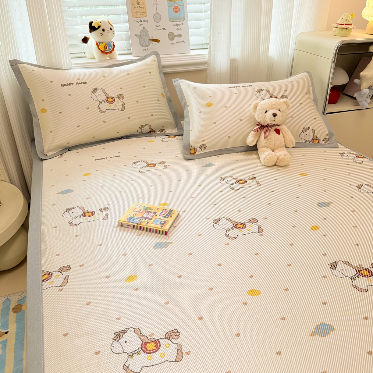 91家纺网 家纺一手货源 找家纺 慕尚家纺 2026新款清新凉感冰藤席平铺款 马踏祥光