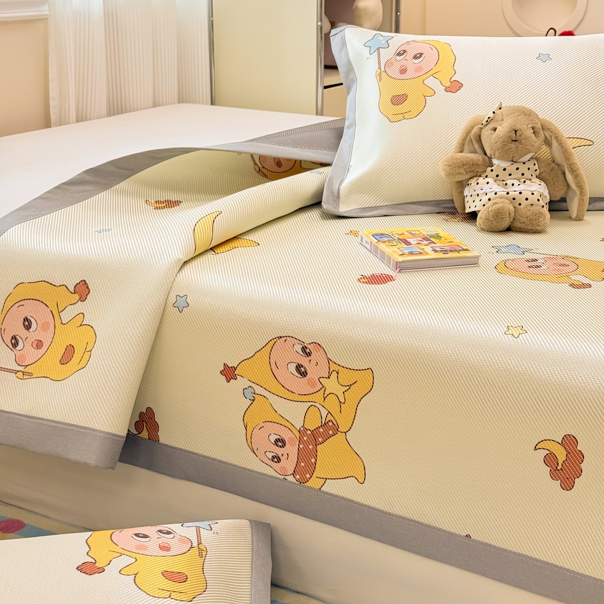 91家纺网 家纺一手货源 找家纺 慕尚家纺 2026新款清新凉感冰藤席平铺款 天使星仔