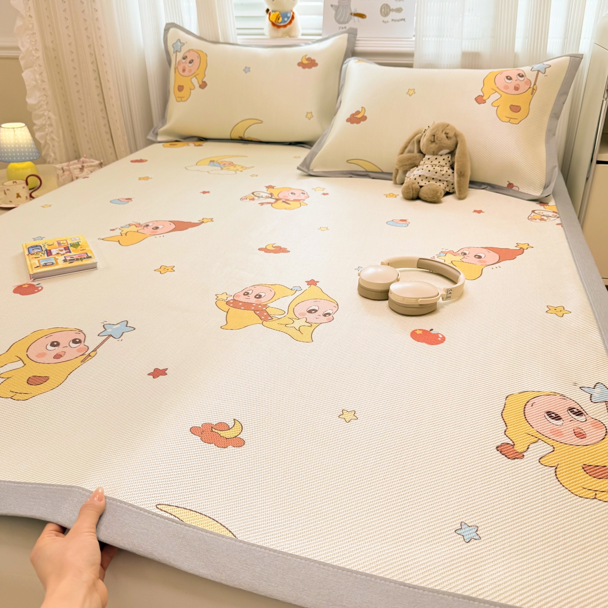 91家纺网 家纺一手货源 找家纺 慕尚家纺 2026新款清新凉感冰藤席平铺款 天使星仔