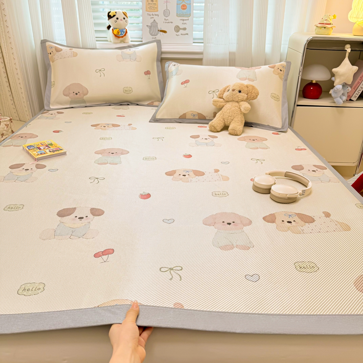 慕尚家纺 2026新款清新凉感冰藤席平铺款 福禄小狗