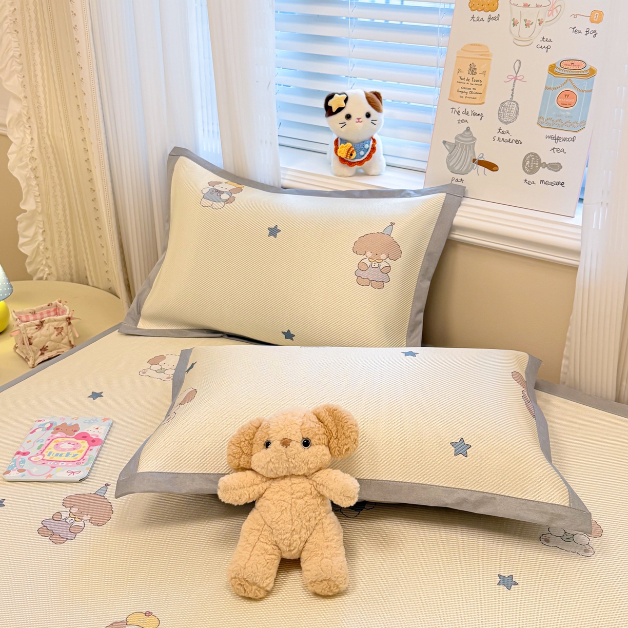 91家纺网 家纺一手货源 找家纺 慕尚家纺 2026新款清新凉感冰藤席平铺款 小毛球