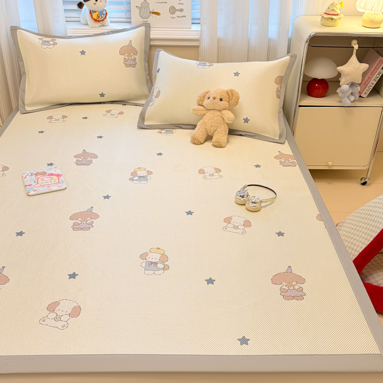 91家纺网 家纺一手货源 找家纺 慕尚家纺 2026新款清新凉感冰藤席平铺款 小毛球