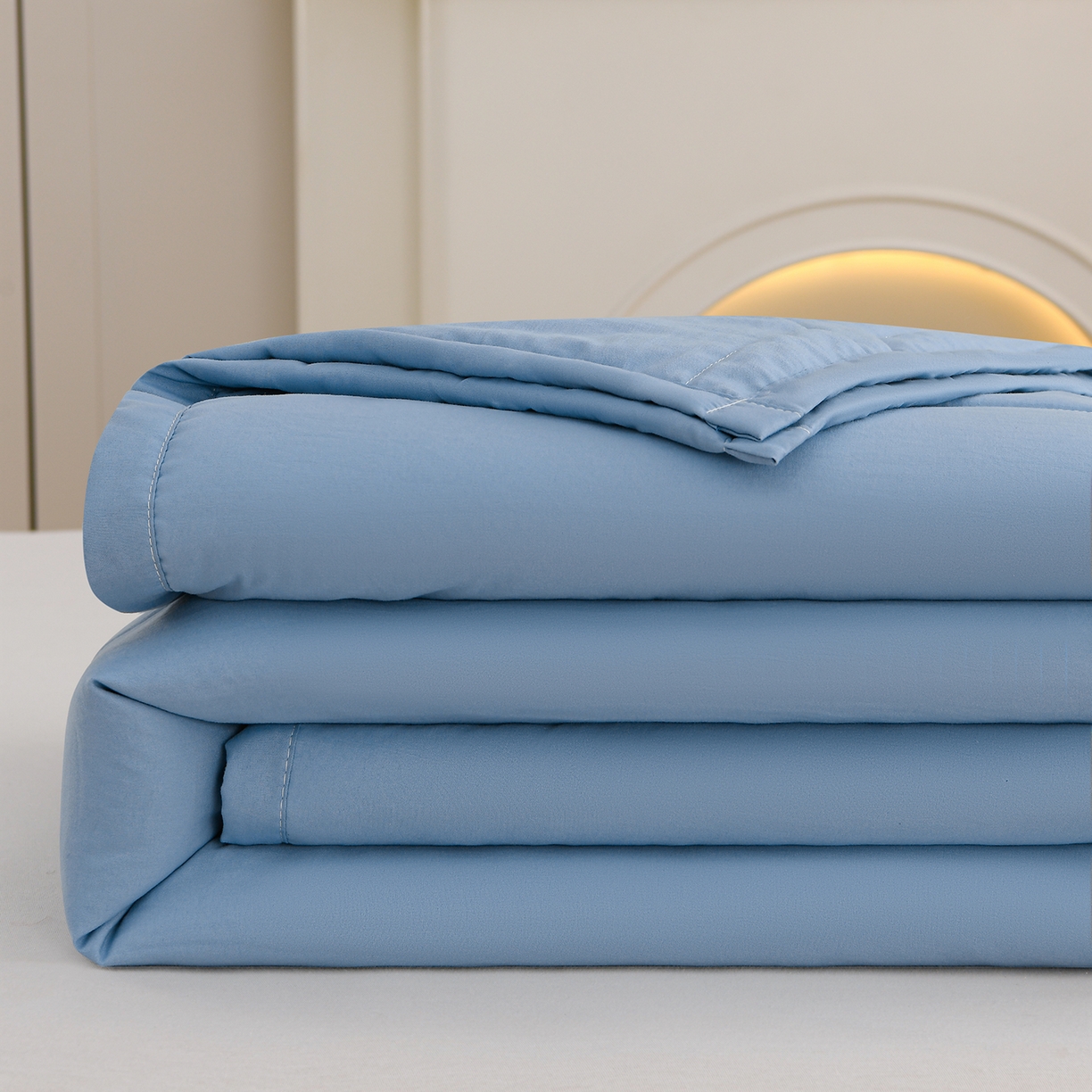 91家纺网 家纺一手货源 找家纺 羽涵家纺 2026新款磨毛水洗棉夏被夏凉被空调被 天青蓝