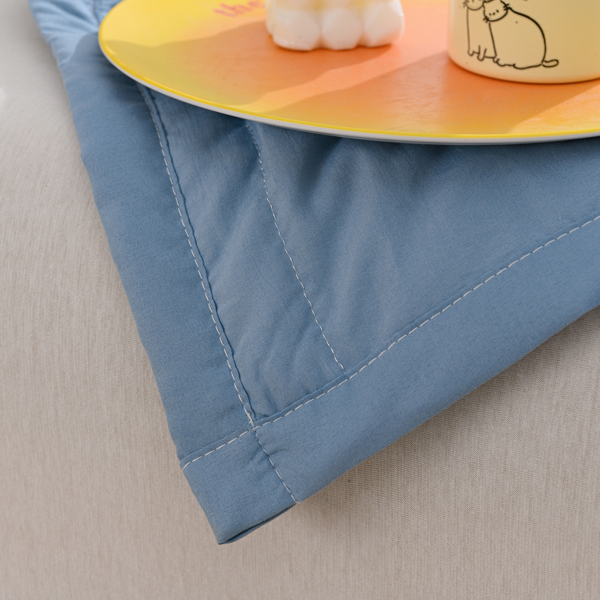 91家纺网 家纺一手货源 找家纺 羽涵家纺 2026新款磨毛水洗棉夏被夏凉被空调被 天青蓝