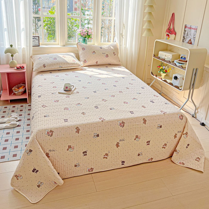 卡普二店 2026新款A类锦氨凉感印花夏被四件套床盖凉席款--凉席床盖 软糖小熊