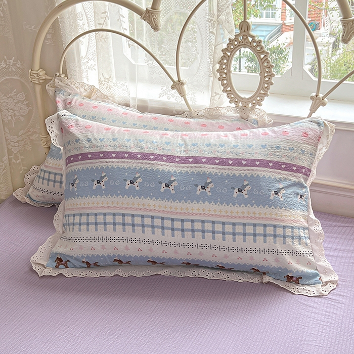 91家纺网 家纺一手货源 找家纺 优尚佳生活馆 2026新款云感皱皱纱全棉花边款夏被四件套 晴野