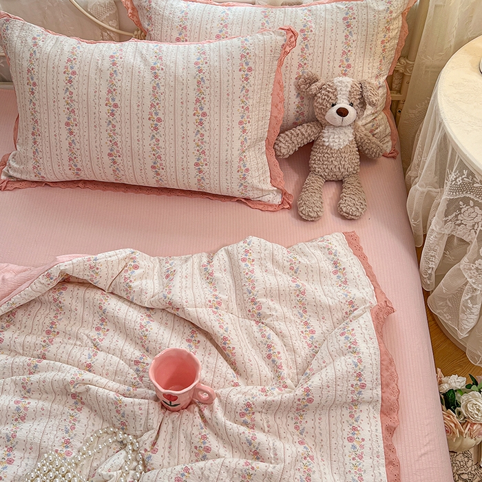 91家纺网 家纺一手货源 找家纺 优尚佳生活馆 2026新款云感皱皱纱全棉花边款夏被四件套 扶摇