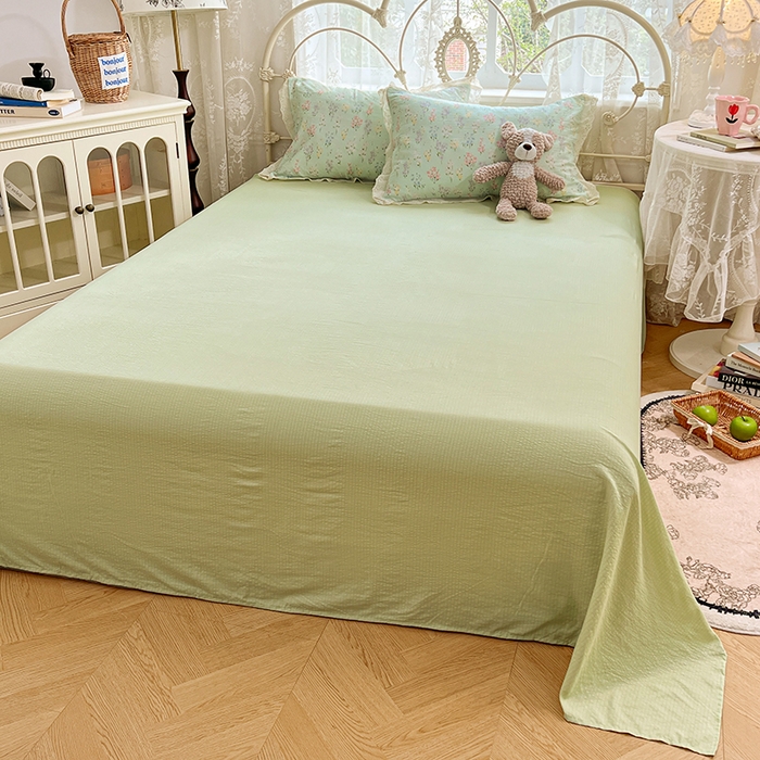 91家纺网 家纺一手货源 找家纺 优尚佳生活馆 2026新款云感皱皱纱全棉花边款夏被四件套 清禾