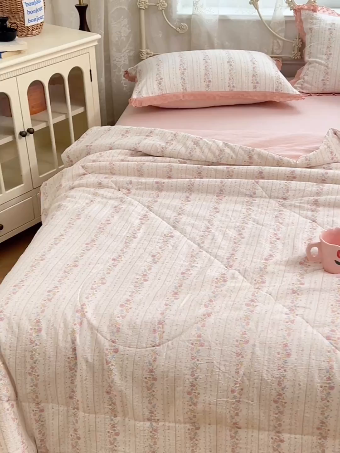 91家纺网 家纺一手货源 找家纺 优尚佳生活馆 2026新款云感皱皱纱全棉花边款夏被四件套 扶摇
