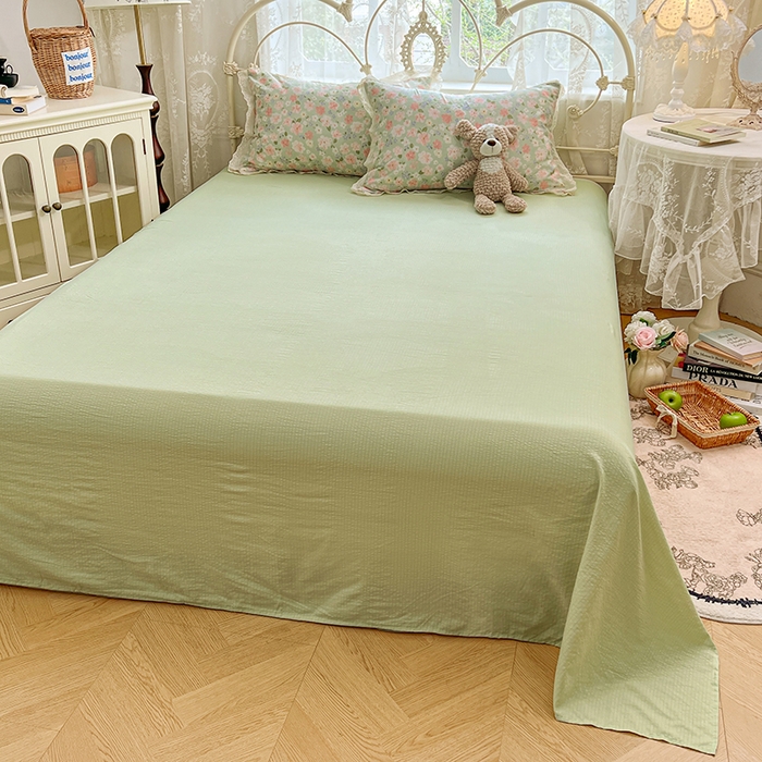 91家纺网 家纺一手货源 找家纺 优尚佳生活馆 2026新款云感皱皱纱全棉花边款夏被四件套 知夏