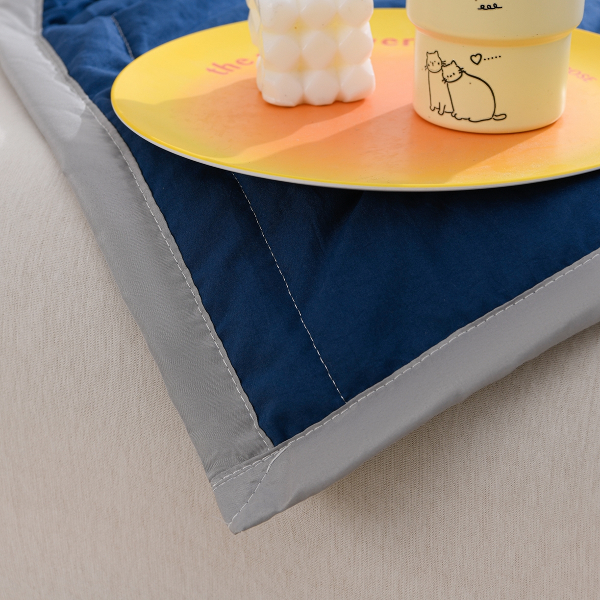 91家纺网 家纺一手货源 找家纺 羽涵家纺 2026新款磨毛水洗棉夏被夏凉被空调被 星夜蓝