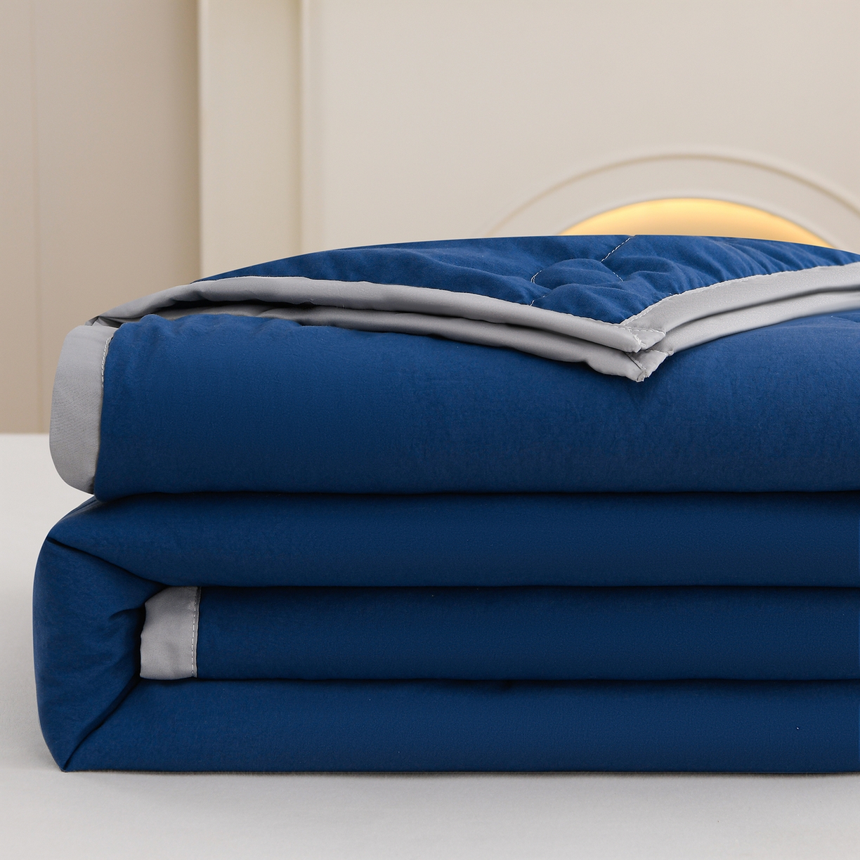 91家纺网 家纺一手货源 找家纺 羽涵家纺 2026新款磨毛水洗棉夏被夏凉被空调被 星夜蓝