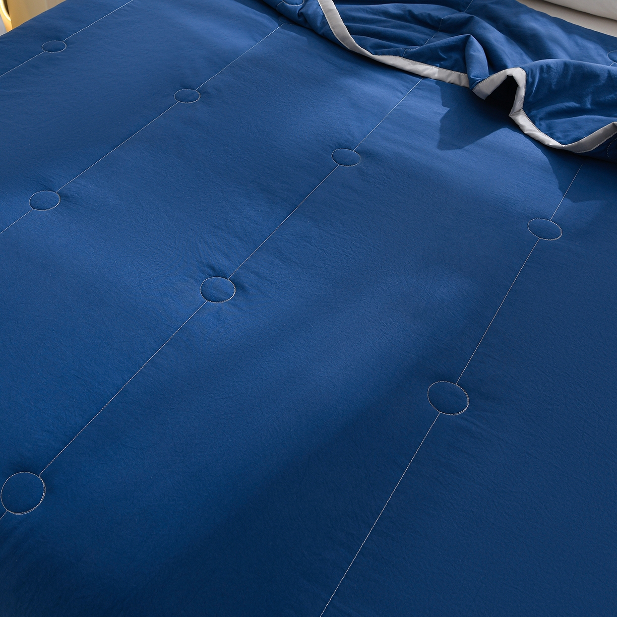 91家纺网 家纺一手货源 找家纺 羽涵家纺 2026新款磨毛水洗棉夏被夏凉被空调被 星夜蓝