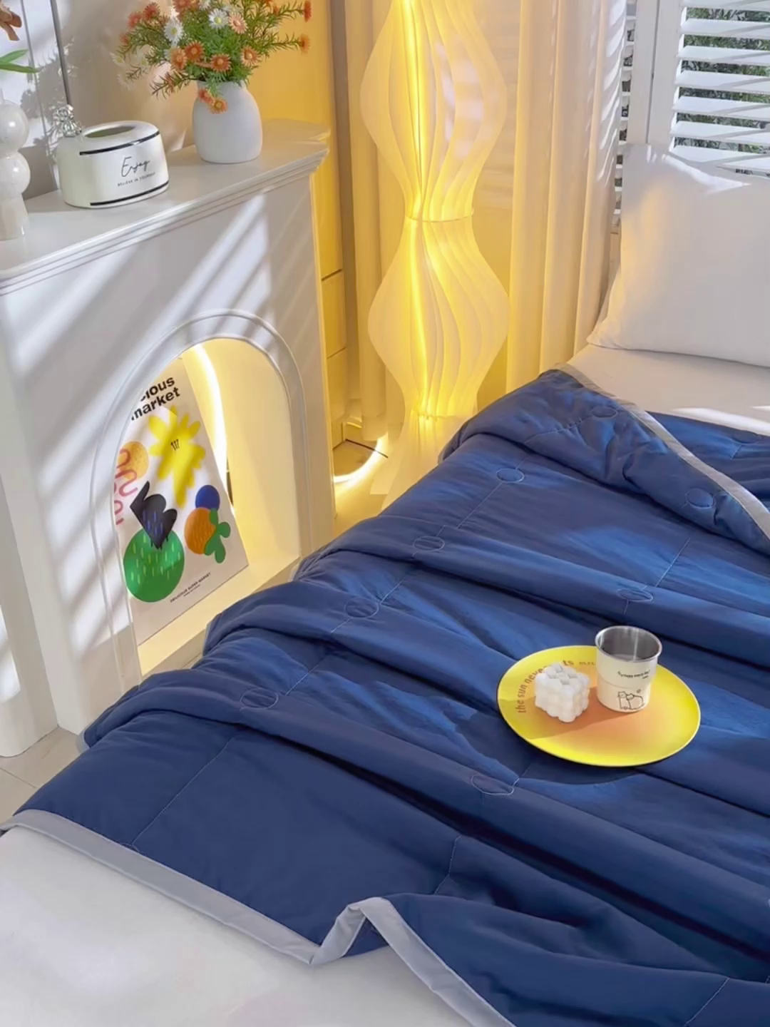 91家纺网 家纺一手货源 找家纺 羽涵家纺 2026新款磨毛水洗棉夏被夏凉被空调被 星夜蓝