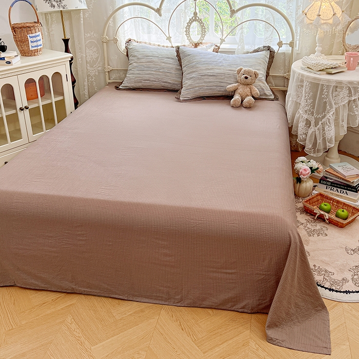 91家纺网 家纺一手货源 找家纺 优佳优品 2026新款云感皱皱纱全棉花边款夏被四件套 暮纱