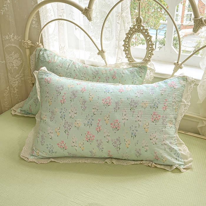 91家纺网 家纺一手货源 找家纺 优佳优品 2026新款云感皱皱纱全棉花边款夏被四件套 清禾