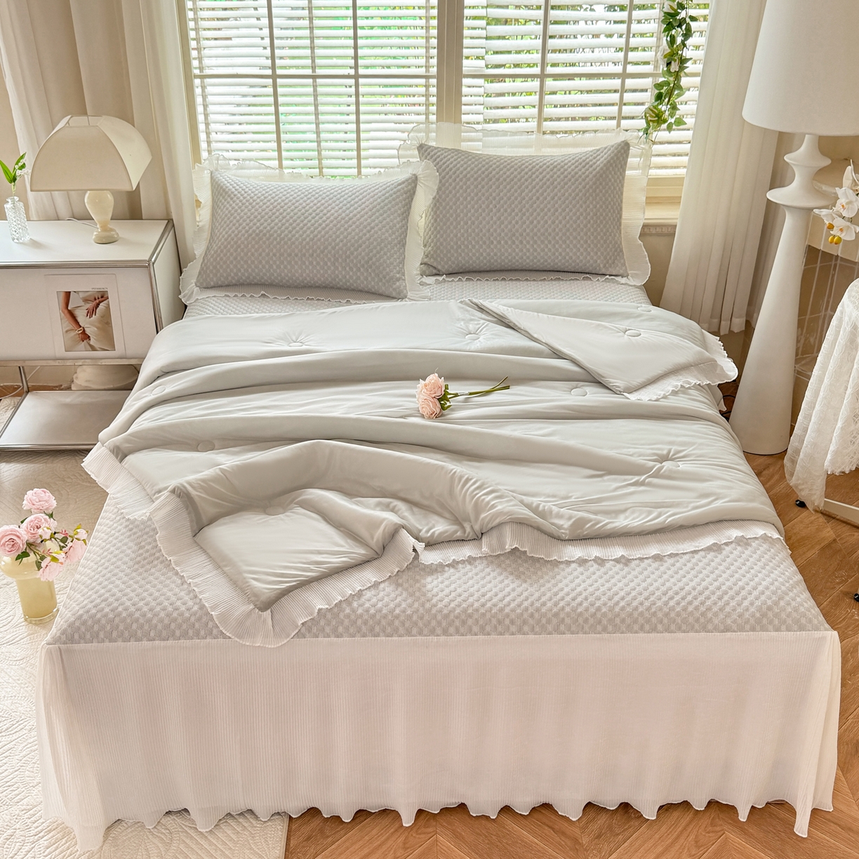 91家纺网 家纺一手货源 找家纺 （总）逸尚阁 2026新款凉感夏被冰豆豆床裙凉席四件套