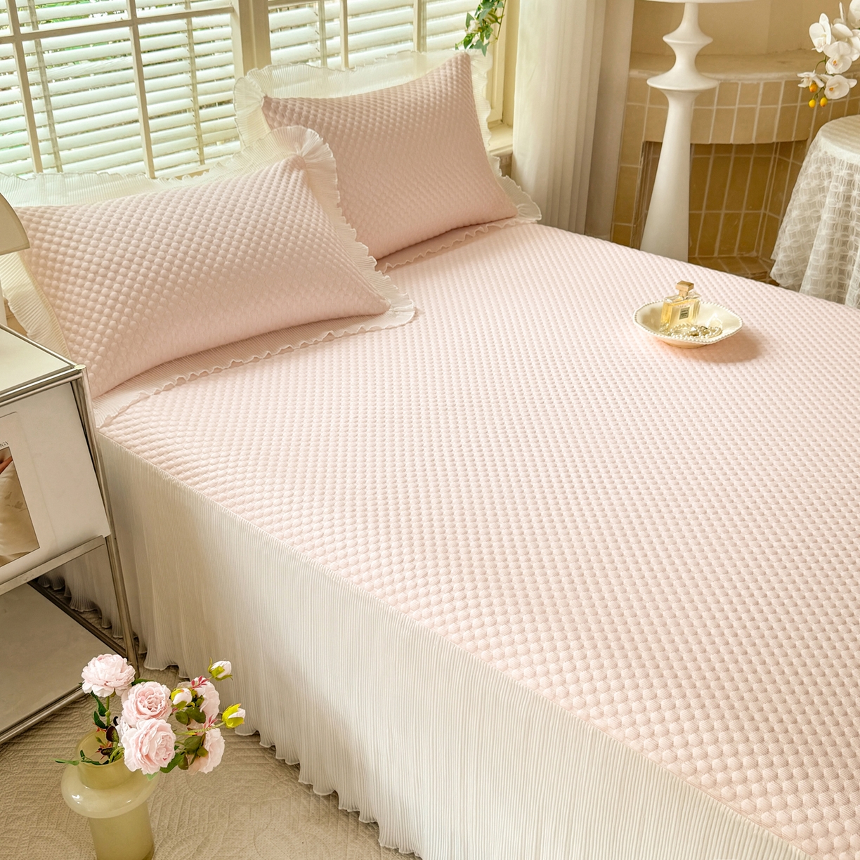 91家纺网 家纺一手货源 找家纺 （总）逸尚阁 2026新款凉感夏被冰豆豆床裙凉席四件套