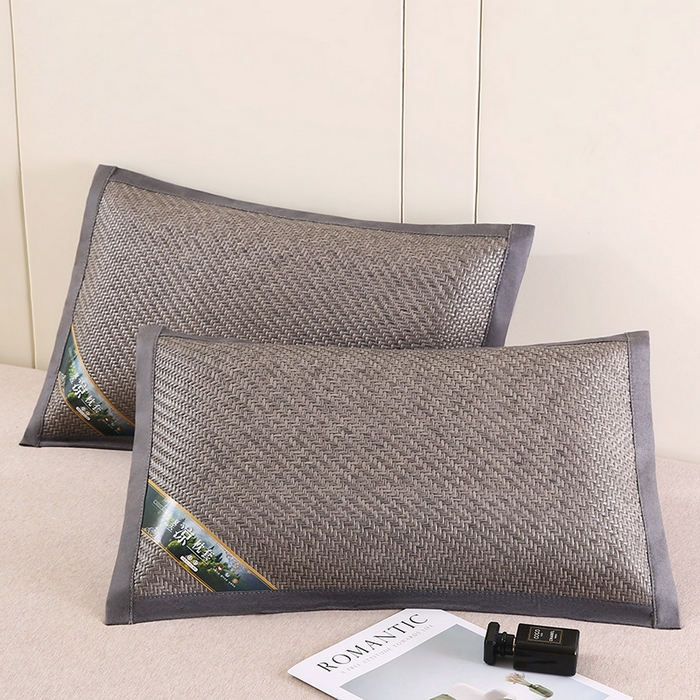 91家纺网 家纺一手货源 找家纺 小牛席业 2026新款经典款-角标霸王藤夏凉枕藤枕头冰藤枕头冰丝枕豆豆枕头 灰色