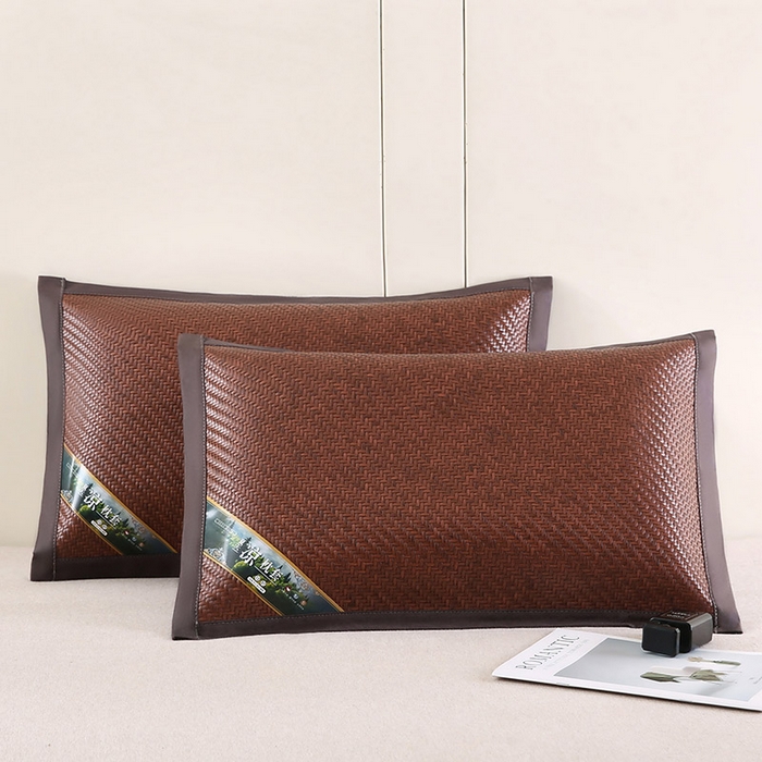 小牛席业 2026新款经典款-角标霸王藤夏凉枕藤枕头冰藤枕头冰丝枕豆豆枕头 咖色