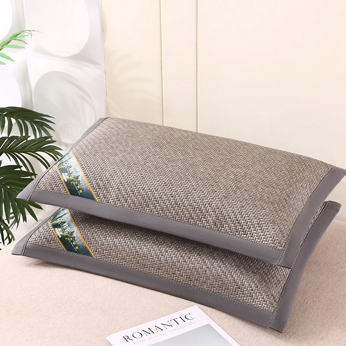 91家纺网 家纺一手货源 找家纺 小牛席业 2026新款经典款-角标霸王藤夏凉枕藤枕头冰藤枕头冰丝枕豆豆枕头 灰色