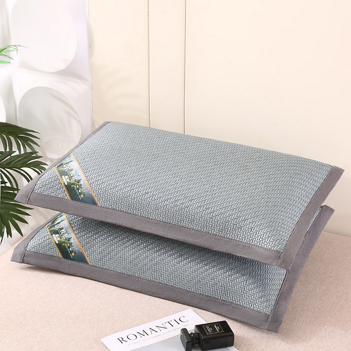 91家纺网 家纺一手货源 找家纺 小牛席业 2026新款经典款-角标霸王藤夏凉枕藤枕头冰藤枕头冰丝枕豆豆枕头 蓝色