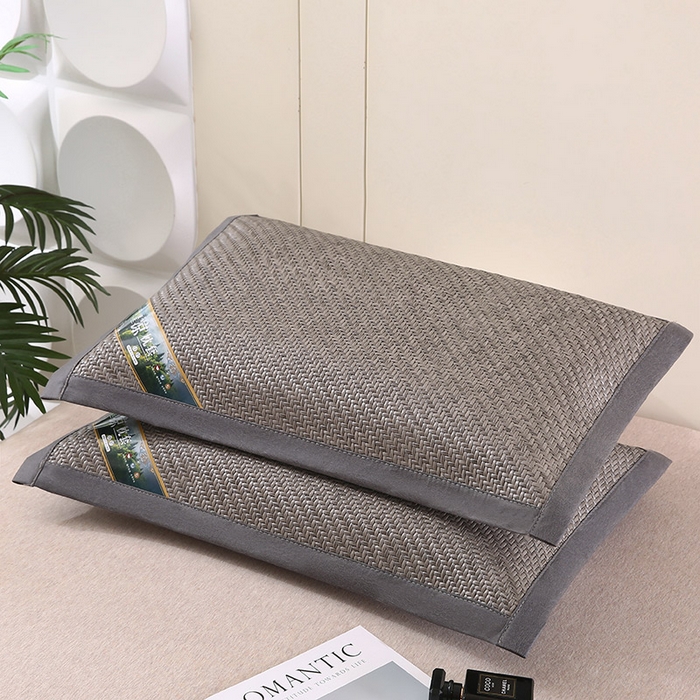 91家纺网 家纺一手货源 找家纺 小牛席业 2026新款经典款-角标霸王藤夏凉枕藤枕头冰藤枕头冰丝枕豆豆枕头 灰色