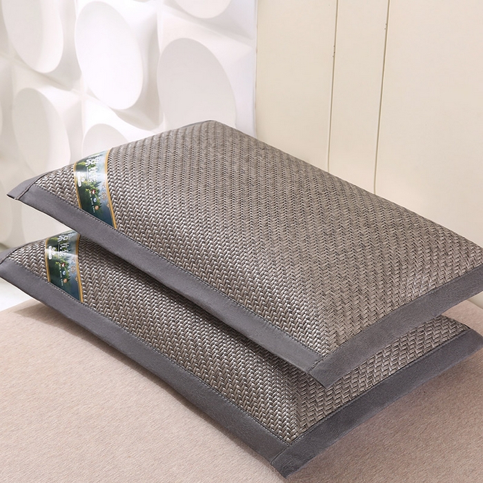 91家纺网 家纺一手货源 找家纺 小牛席业 2026新款经典款-角标霸王藤夏凉枕藤枕头冰藤枕头冰丝枕豆豆枕头 灰色