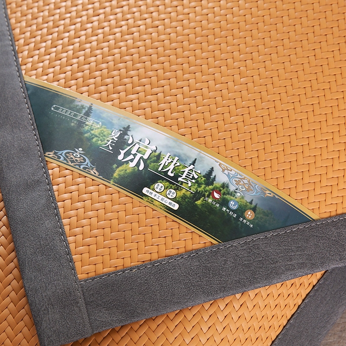 91家纺网 家纺一手货源 找家纺 小牛席业 2026新款经典款-角标霸王藤夏凉枕藤枕头冰藤枕头冰丝枕豆豆枕头 黄色