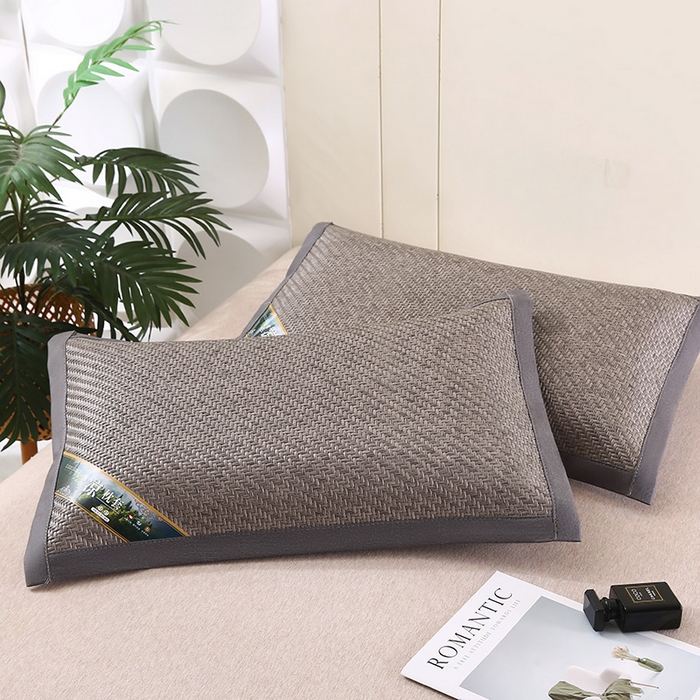 91家纺网 家纺一手货源 找家纺 小牛席业 2026新款经典款-角标霸王藤夏凉枕藤枕头冰藤枕头冰丝枕豆豆枕头 灰色