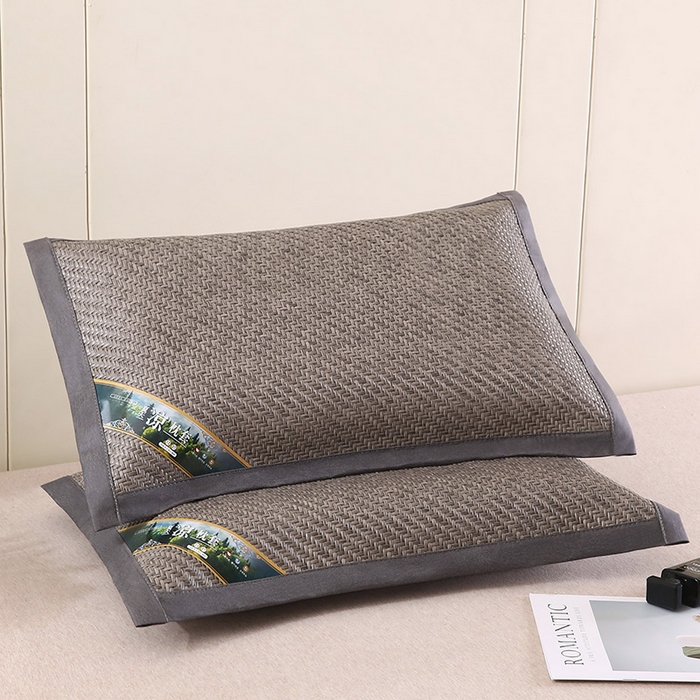 91家纺网 家纺一手货源 找家纺 小牛席业 2026新款经典款-角标霸王藤夏凉枕藤枕头冰藤枕头冰丝枕豆豆枕头 灰色