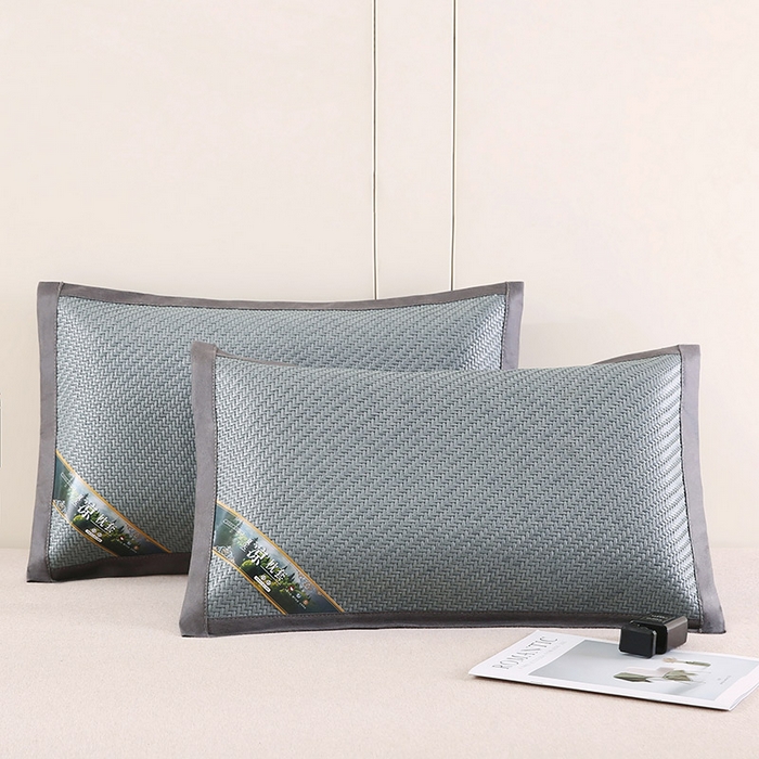 91家纺网 家纺一手货源 找家纺 小牛席业 2026新款经典款-角标霸王藤夏凉枕藤枕头冰藤枕头冰丝枕豆豆枕头 蓝色