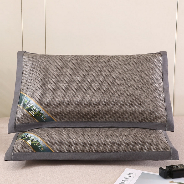 91家纺网 家纺一手货源 找家纺 小牛席业 2026新款经典款-角标霸王藤夏凉枕藤枕头冰藤枕头冰丝枕豆豆枕头 灰色