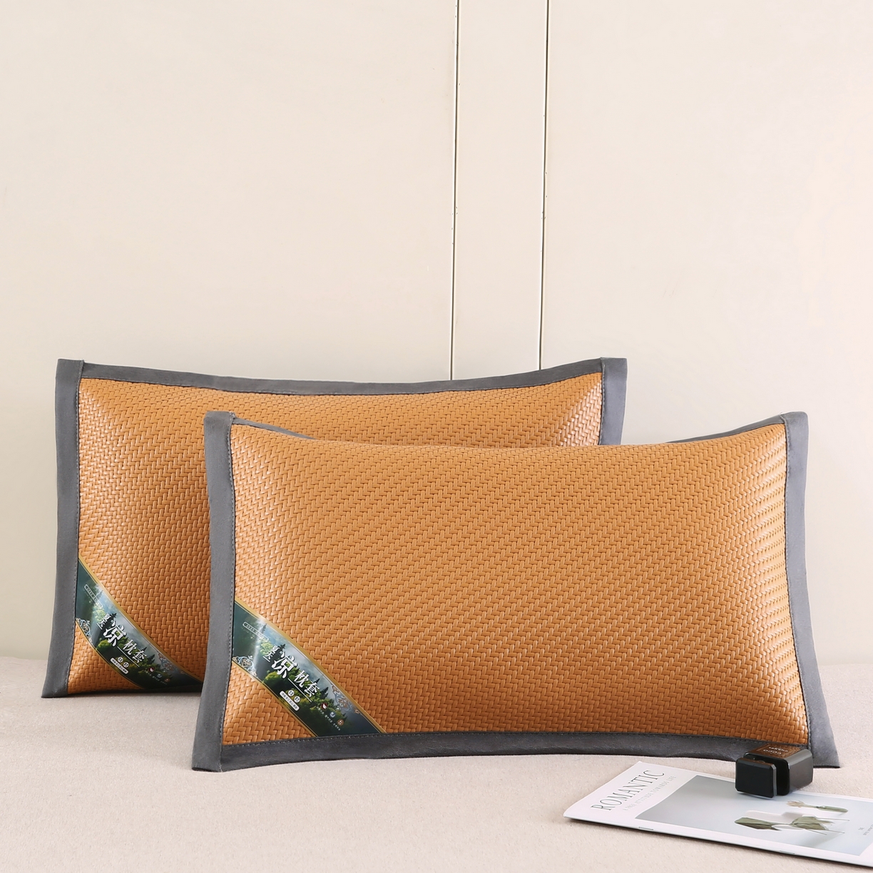 小牛席业 2026新款经典款-角标霸王藤夏凉枕藤枕头冰藤枕头冰丝枕豆豆枕头 黄色