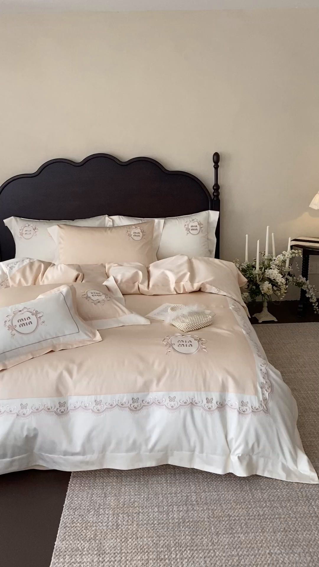 91家纺网 家纺一手货源 找家纺 （总）树下 2026新款a类100支50s双股刺绣高支高密贡缎长绒棉四件套全棉四件套-蝶吟