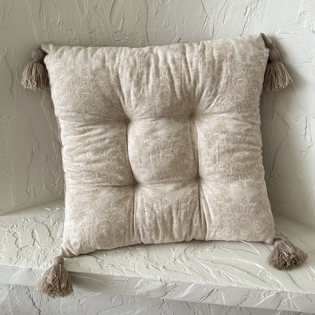 （总）座享家 2026新款棉麻提花小流苏坐垫