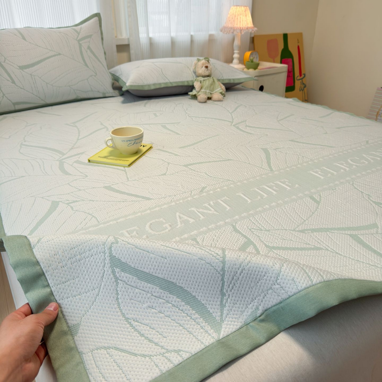 亿梵家居 2026春夏新款冰豆豆PE高分子凉席 南枫-绿