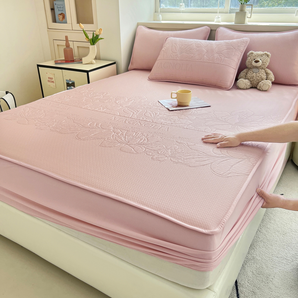 91家纺网 家纺一手货源 找家纺 （总）能好家纺 2026新款高分子PE冰豆豆凉席床笠款