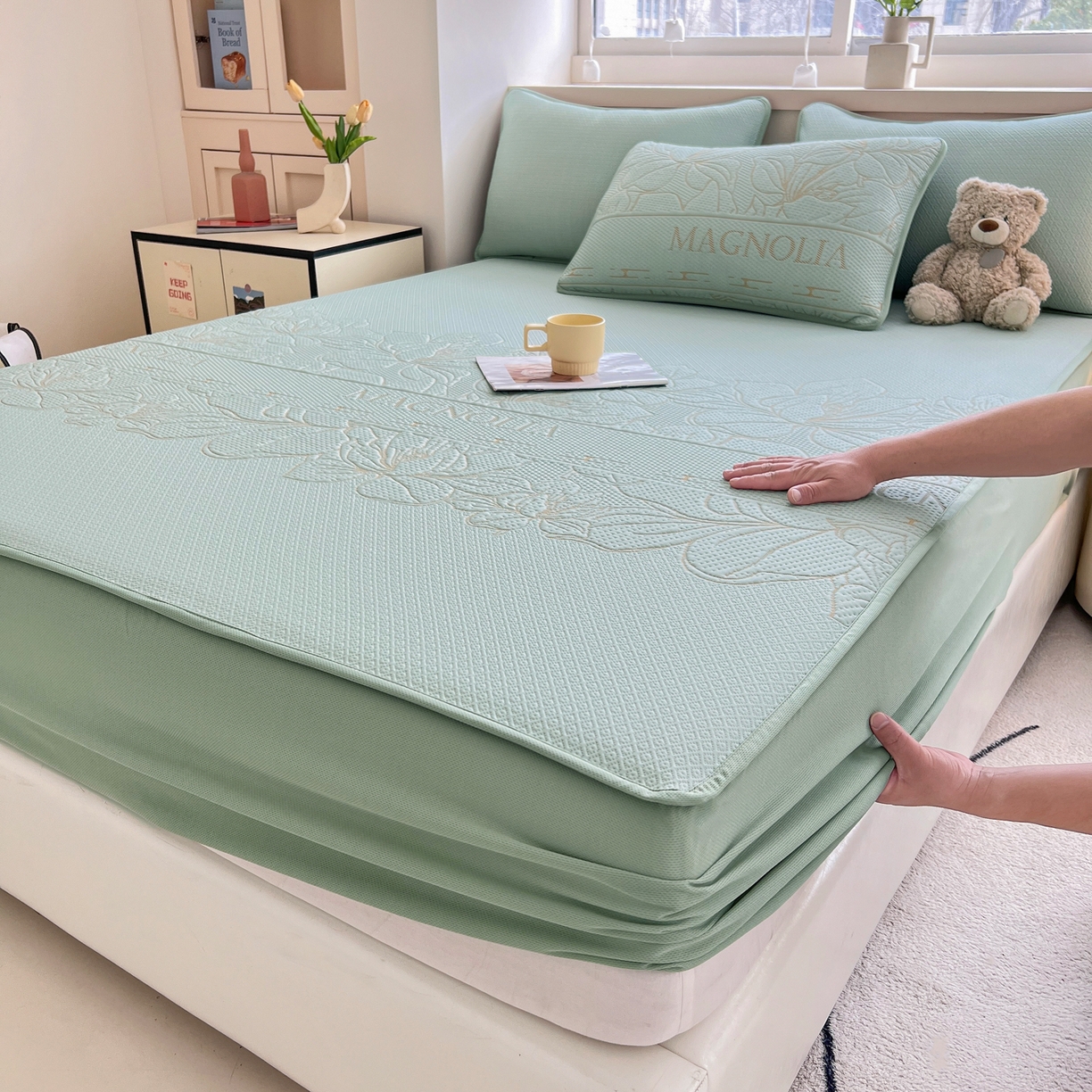 91家纺网 家纺一手货源 找家纺 （总）能好家纺 2026新款高分子PE冰豆豆凉席床笠款