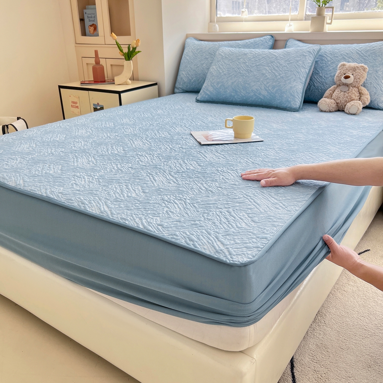 91家纺网 家纺一手货源 找家纺 （总）能好家纺 2026新款高分子PE冰豆豆凉席床笠款