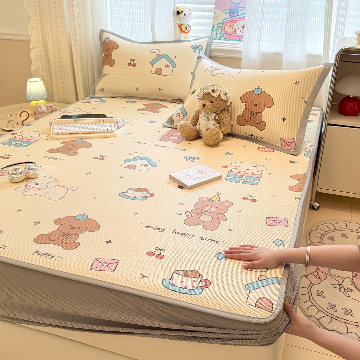 91家纺网 家纺一手货源 找家纺 （总）慕尚家纺 2026新款清新凉感冰藤席床笠款